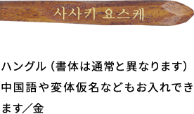 ハングル(書体は通常と異なります)中国語や変体仮名などもお入れできます/金
