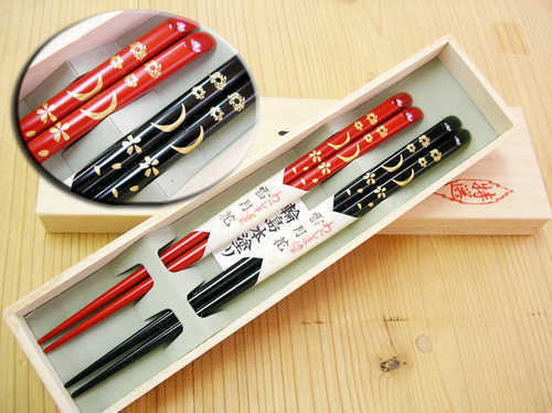 輪島うるし箸　本金蒔絵　雪月花　夫婦セット